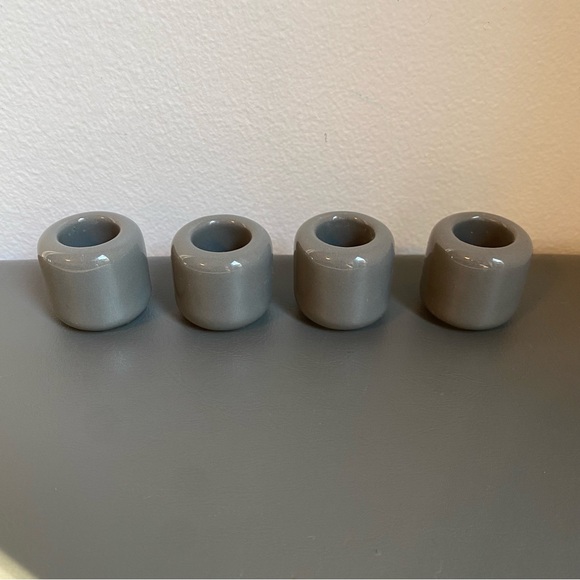 Other - Set Of 4 Mini Ceramic Gray Toothbrush Holders Minimalist Bathroom Organizers